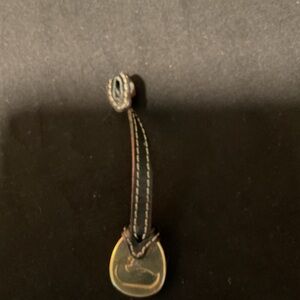 Dark Brown  Leather Charm Strap 5” Dooney & Bourke  Brass Charm 1.5 X 1